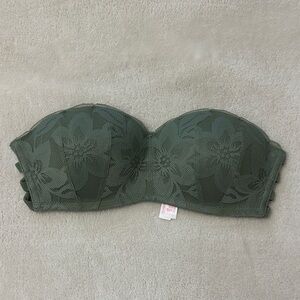PINK Victoria's Secret Floral Lace Bandeau in Olive Green
